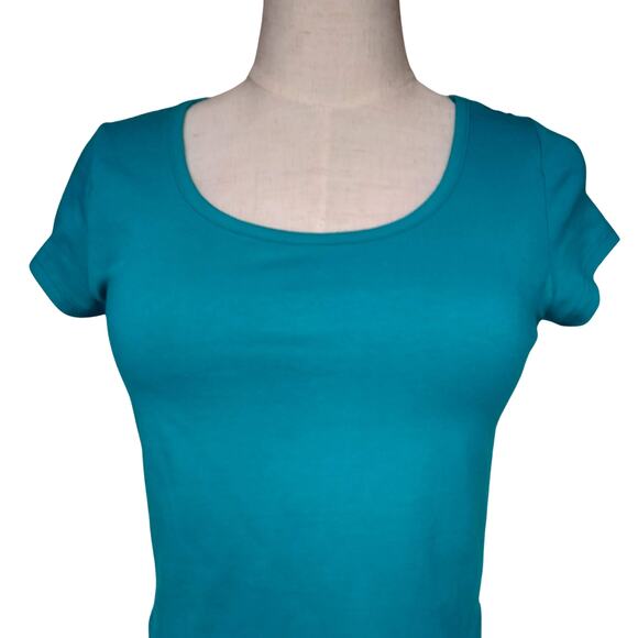 Wet Seal Bozzolo Teal Short Sleeve Crop Top - Picture 7 of 7
